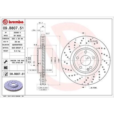 Front Premium Rotor by BREMBO - 09.B807.51 (1 Qty) pa12