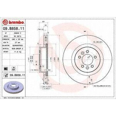 Front Premium Rotor by BREMBO - 09.B858.11 (1 Qty) pa3