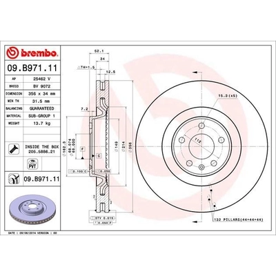 Front Premium Rotor by BREMBO - 09.B971.11 (1 Qty) pa2