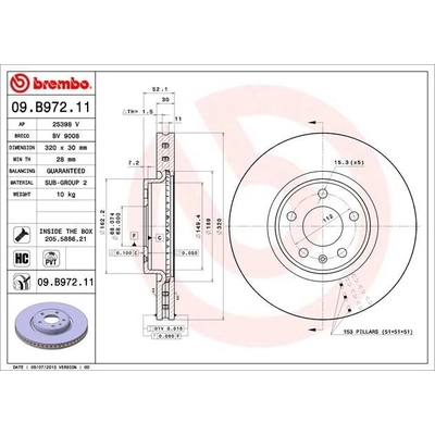 Front Premium Rotor by BREMBO - 09.B972.11 (1 Qty) pa6