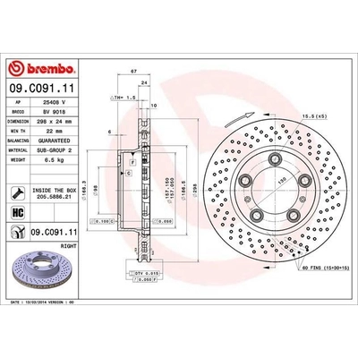 Front Premium Rotor by BREMBO - 09.C091.11 (1 Qty) pa4