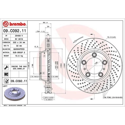 Front Premium Rotor by BREMBO - 09.C092.11 (1 Qty) pa4