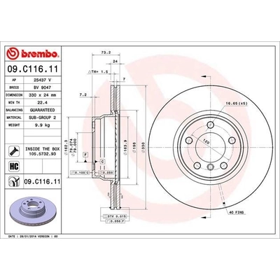 Front Premium Rotor by BREMBO - 09.C116.11 (1 Qty) pa5