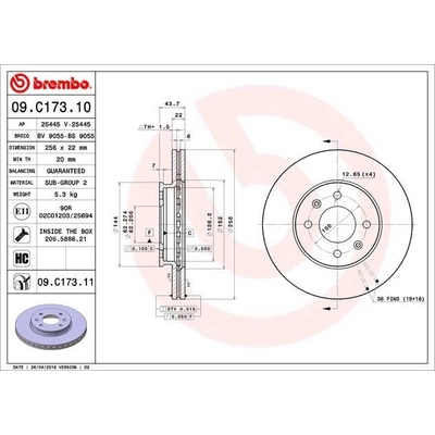 Disque avant de qualité supérieur de BREMBO - 09.C173.11 (1 Qté) pa5