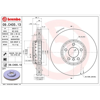 Front Premium Rotor by BREMBO - 09.C405.13 pa2