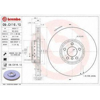 Front Premium Rotor by BREMBO - 09.C416.13 (1 Qty) pa4