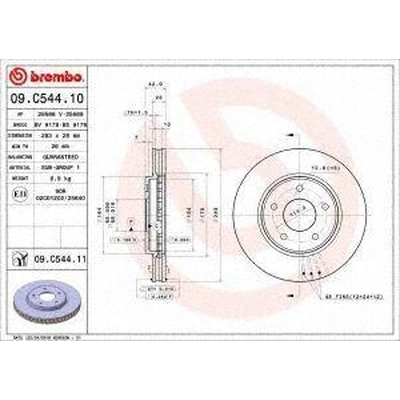 Front Premium Rotor by BREMBO - 09.C544.11 (1 Qty) pa3