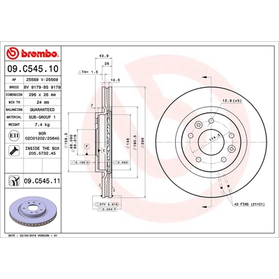 Front Premium Rotor by BREMBO - 09.C545.11 pa2