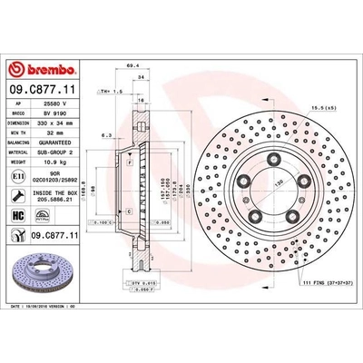 Front Premium Rotor by BREMBO - 09.C877.11 (1 Qty) pa4