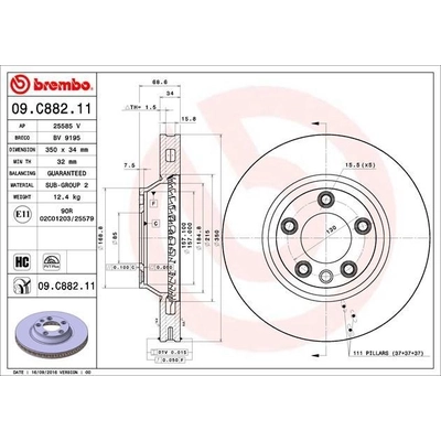 Front Premium Rotor by BREMBO - 09.C882.11 (1 Qty) pa5