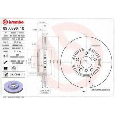 Front Premium Rotor by BREMBO - 09.C896.11 (1 Qty) pa4