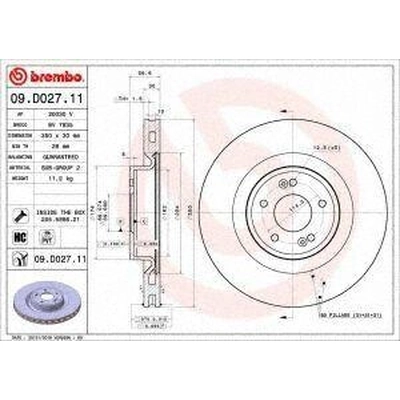 Front Premium Rotor by BREMBO - 09.D027.11 (1 Qty) pa2