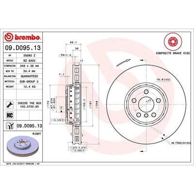 Front Premium Rotor by BREMBO - 09.D095.13 (1 Qty) pa7