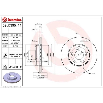 Front Premium Rotor by BREMBO - 09.D395.11 (1 Qty) pa6