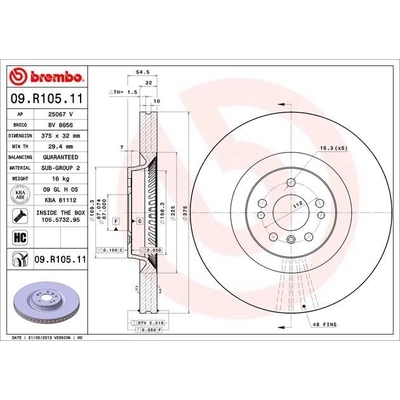 Front Premium Rotor by BREMBO - 09.R105.11 (1 Qty) pa3