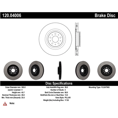 Disque avant de qualité supérieur by CENTRIC PARTS - 120.04006 pa1