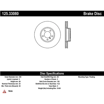 Front Premium Rotor by CENTRIC PARTS - 125.33080 pa2