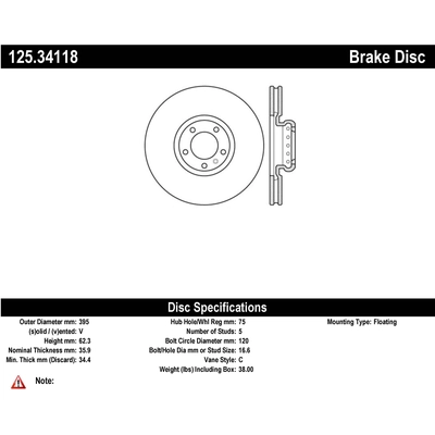 Front Premium Rotor by CENTRIC PARTS - 125.34118 pa2