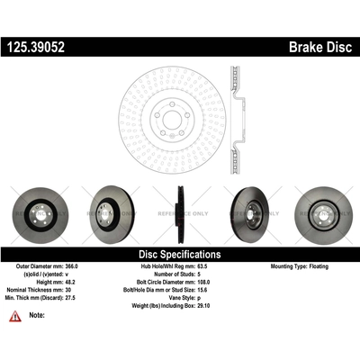 Disque avant de qualité supérieur by CENTRIC PARTS - 125.39052 pa1