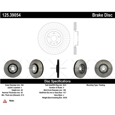 Front Premium Rotor by CENTRIC PARTS - 125.39054 pa1