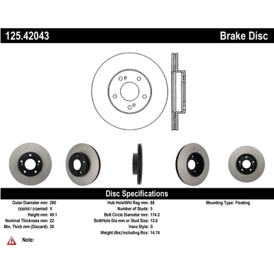 Front Premium Rotor by CENTRIC PARTS - 125.42043 pa2