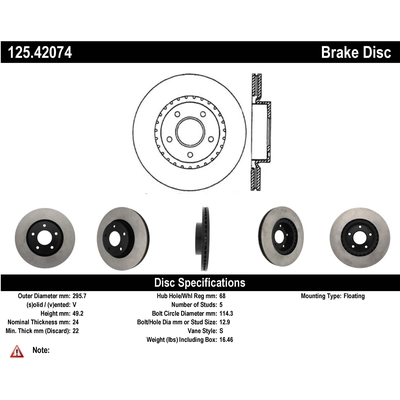 Front Premium Rotor by CENTRIC PARTS - 125.42074 pa2