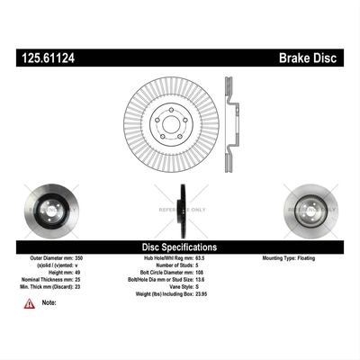 Front Premium Rotor by CENTRIC PARTS - 125.61124 pa1