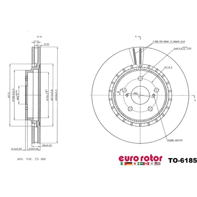 Front Premium Rotor by EUROROTOR - TO6185 pa4
