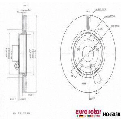 EUROROTOR - HO5038 - Disque avant de qualité supérieur pa2