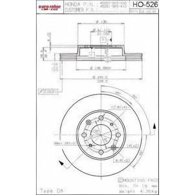 Front Premium Rotor by EUROROTOR - HO526 pa1