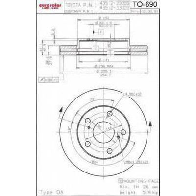 Front Premium Rotor by EUROROTOR - TO690 pa1