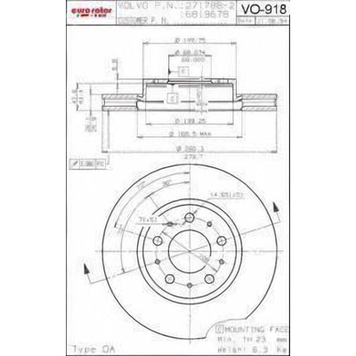 Front Premium Rotor by EUROROTOR - VO918 pa1