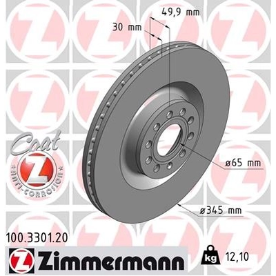 Front Premium Rotor by ZIMMERMANN - 100.3301.20 pa1