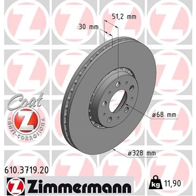 Front Premium Rotor by ZIMMERMANN - 610.3719.20 pa1