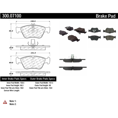 Plaquettes avant semi-métallique de qualité supérieur by CENTRIC PARTS - 300.07100 pa1