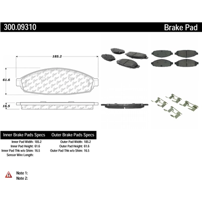 Plaquettes avant semi-métallique de qualité supérieur by CENTRIC PARTS - 300.09310 pa2