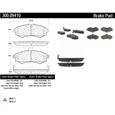 Plaquettes avant semi-m�tallique de qualit� sup�rieur by CENTRIC PARTS - 300.09410 pa2