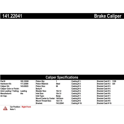 Front Right Rebuilt Caliper With Hardware by CENTRIC PARTS - 141.22041 pa1