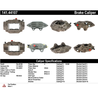 Étrier avant droit reconditionné avec matériel by CENTRIC PARTS - 141.44107 pa8