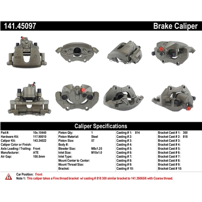 Front Right Rebuilt Caliper With Hardware by CENTRIC PARTS - 141.45097 pa10