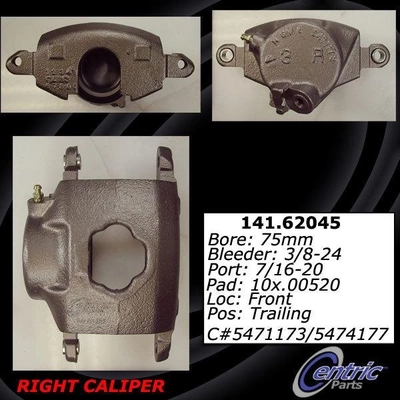 Front Right Rebuilt Caliper With Hardware by CENTRIC PARTS - 141.62045 pa11