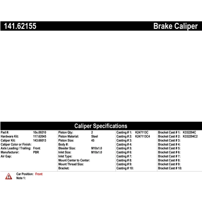 Front Right Rebuilt Caliper With Hardware by CENTRIC PARTS - 141.62155 pa1