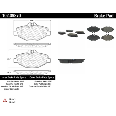 Plaquettes avant semi-métallique by CENTRIC PARTS - 102.09870 pa6