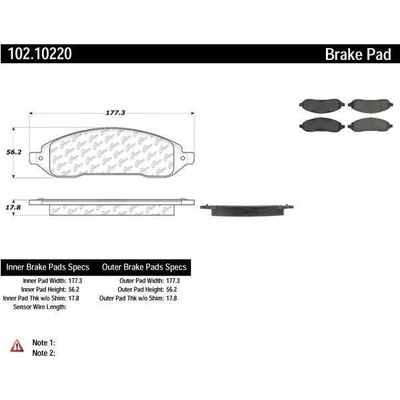 Plaquettes avant semi-métallique by CENTRIC PARTS - 102.10220 pa3