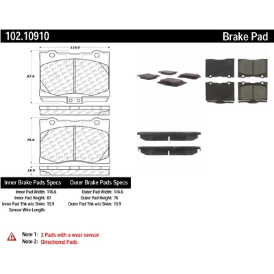 Front Semi Metallic Pads by CENTRIC PARTS - 102.10910 pa3