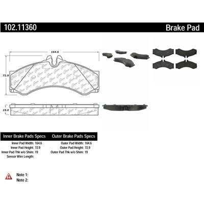 Plaquettes avant semi-m�tallique by CENTRIC PARTS - 102.11360 pa2