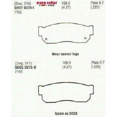 Front Semi Metallic Pads by EUROROTOR - F1D275 pa1