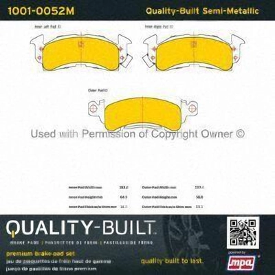 Front Semi Metallic Pads by QUALITY-BUILT - 1001-0052M pa5