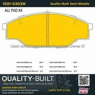 Front Semi Metallic Pads by QUALITY-BUILT - 1001-0303M pa1