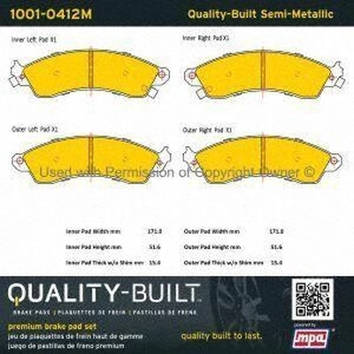 Front Semi Metallic Pads by QUALITY-BUILT - 1001-0412M pa1